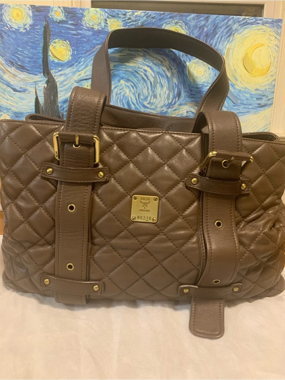 MCM Quilted Brown Leather Shoulder Bag Limited Edition - Picture 1 of 16